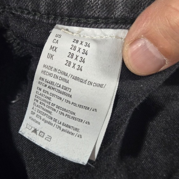 American Eagle 360⁰‎ Mens Extreme Flex Black Denim Straight Jean Size 28x34 - Picture 8 of 13